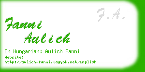 fanni aulich business card